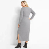 Women Ribbed Knit Dress Casual Straight Dress Plus Size Tie Waist Large Size Elegant Autumn Dress 5XL 6XL 