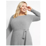 Women Ribbed Knit Dress Casual Straight Dress Plus Size Tie Waist Large Size Elegant Autumn Dress 5XL 6XL 
