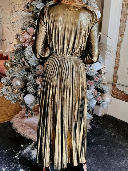 Vestido feminino de manga comprida com decote em v, mais roupas casuais tamanho, primavera