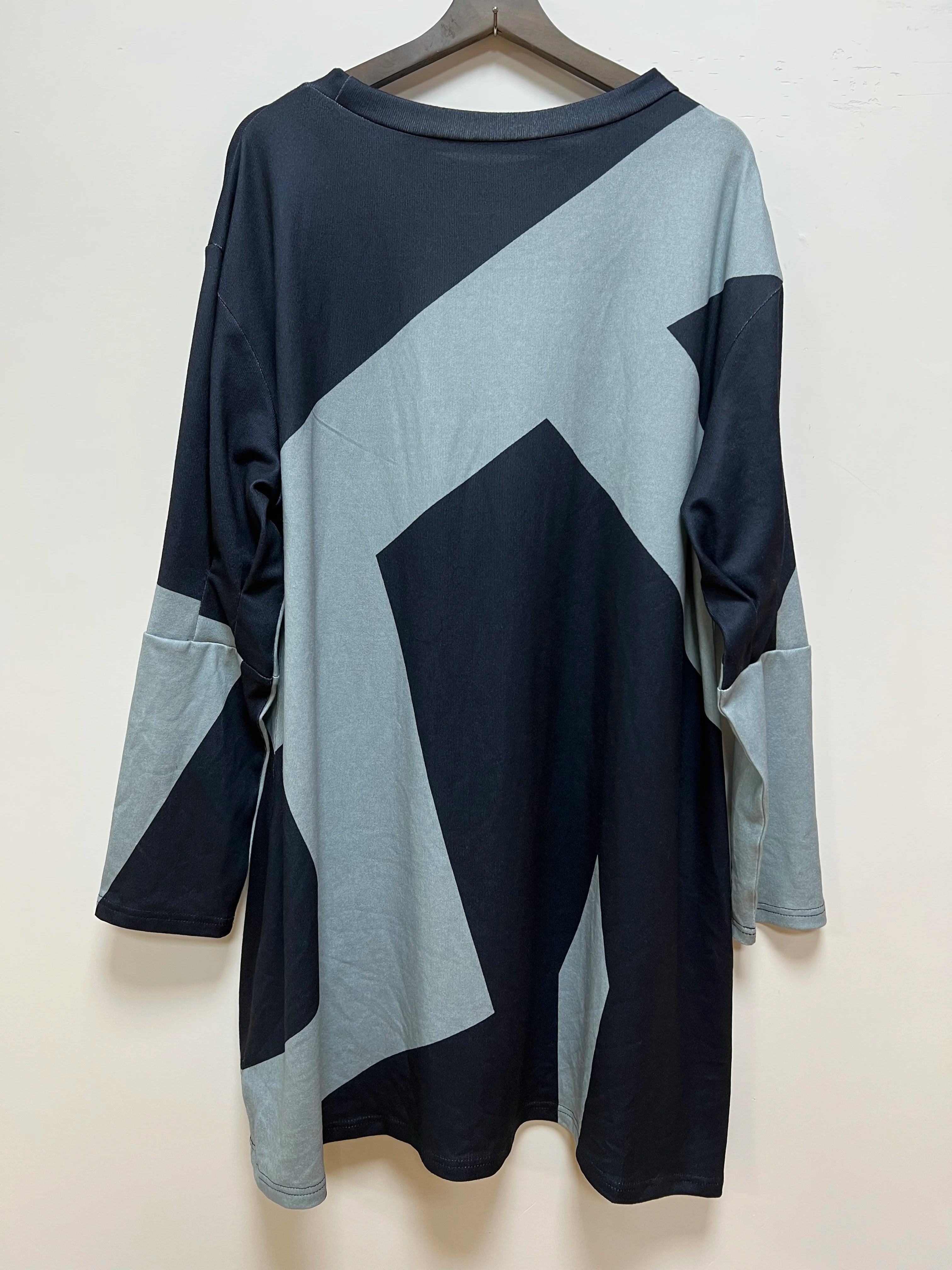 Vestido de patchwork con cuello en V y manga larga para mujer, estilo casual, talla grande, estilo europeo y americano. 