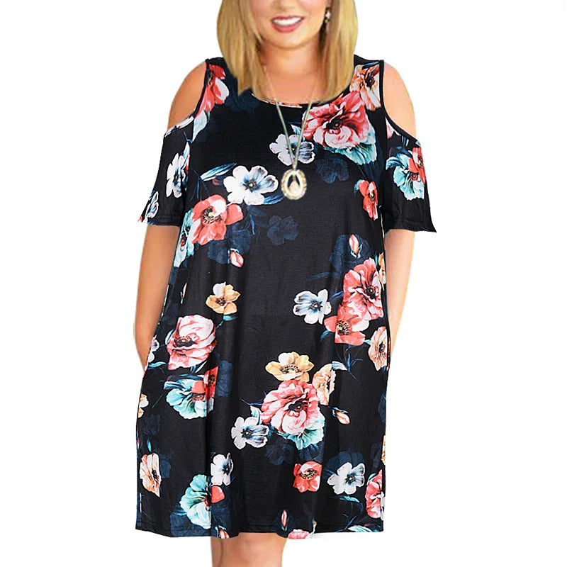 Vestido holgado con hombros descubiertos para mujer, talla grande, verano, talla 9XL, 2023 