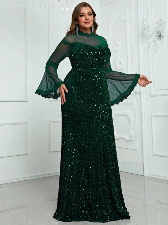 Vestido feminino manga longa de lantejoulas de malha, elegante roupas femininas, moda jovem, grande, plus size, patchwork, sexy