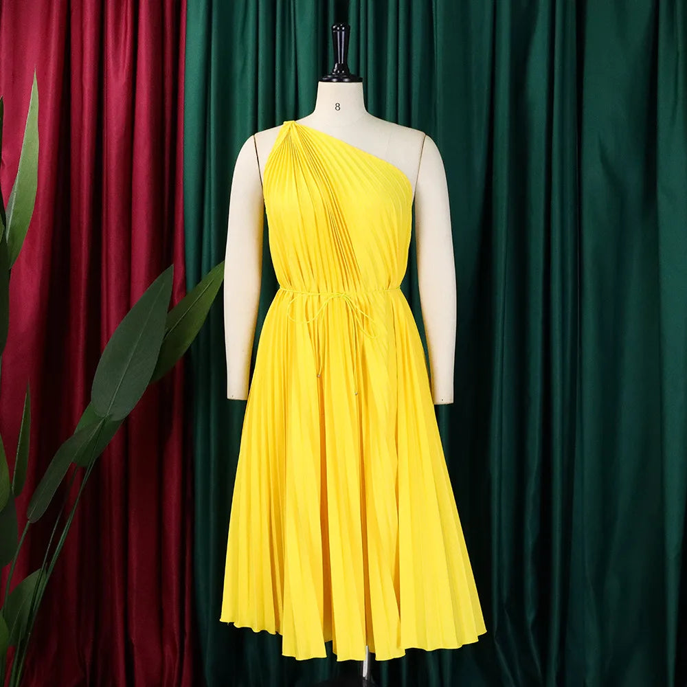 Vestido plisado de una pieza de talla grande para mujer de verano 2023, vestido informal holgado para fiesta, elegante y hermoso 