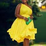 Vestido plisado de una pieza de talla grande para mujer de verano 2023, vestido informal holgado para fiesta, elegante y hermoso 