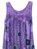 Women Sleeveless Lace Panel Vest Hem Oversized Dress Print Plus Size 1XL-8XL 