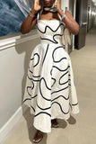 White Bodycon Long Dress Women Printed Dresses High Waist Casual Streetwear Prom Party Evening Elegant Sexy Summer Plus Size 