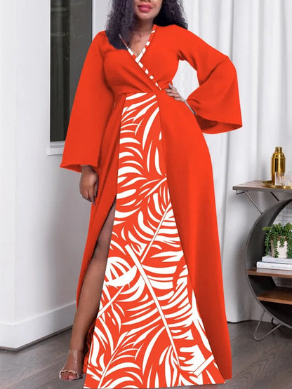 Vestido largo de manga larga estilo urbano para mujer, ropa de talla grande, túnicas de talla grande, vestido informal de verano y otoño, tallas 3XL y 4XL. 