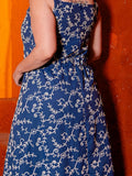 Vestido de tirantes con estampado floral para mujer, talla grande, informal, sin mangas, cuello redondo, poliéster, lavable a máquina, tela de malla no transparente 
