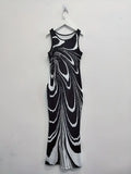 All Over Print Split Tank Dress, Elegant Sleeveless Bodycon Maxi Dress for Spring Summer, Women Clothing 