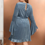 Sexy V Neck Dress for Women Long Sleeve Elegant Dresses for Lady Evening Party Plus Size Fashion Glamorous Short Autumn 