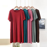 Vestido suelto de manga corta para mujer, de verano, color liso, tallas grandes XL-8XL 