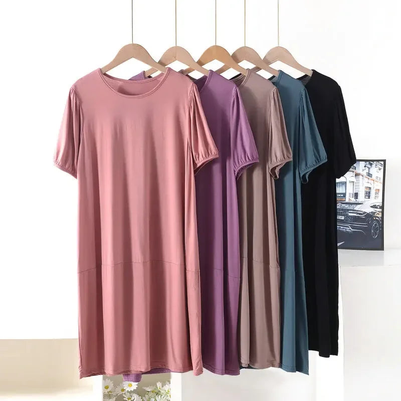 Vestido suelto de manga corta para mujer, de verano, color liso, tallas grandes XL-8XL 