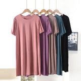 Vestido suelto de manga corta para mujer, de verano, color liso, tallas grandes XL-8XL 