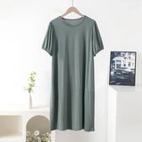 Vestido suelto de manga corta para mujer, de verano, color liso, tallas grandes XL-8XL 