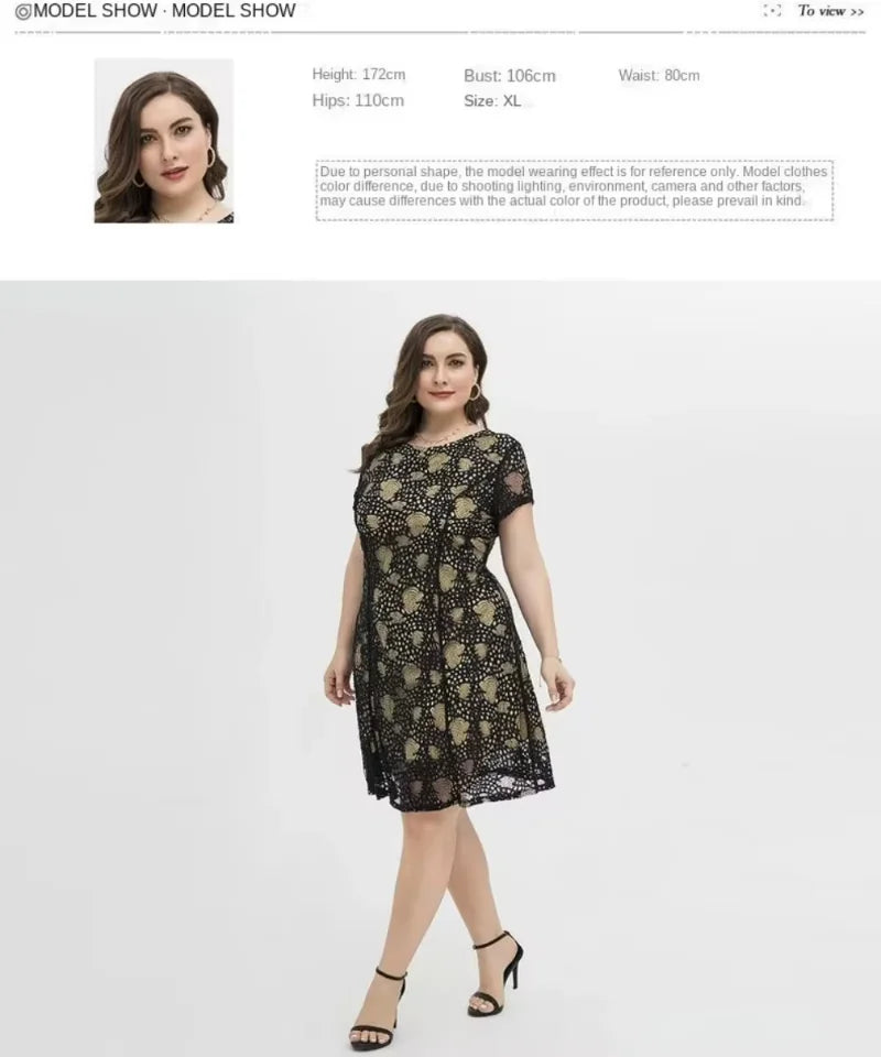 Plus size dress for chubby sisters, round neck, slimming style, elegant 