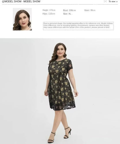 Vestido de talla grande para hermanas gorditas, cuello redondo, estilo adelgazante, elegante. 
