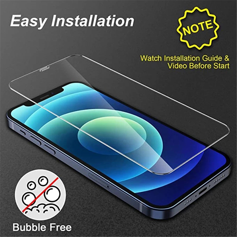 Vidro Temperado para iPhone, Protetor de Tela para iPhone 11, 12, 13 Pro, XR, X, XS Max, 14 Pro Max, Mini 7, 8, 6, 6S Plus, 5S, SE, 5 PCes