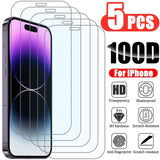 Vidro Temperado para iPhone, Protetor de Tela para iPhone 11, 12, 13 Pro, XR, X, XS Max, 14 Pro Max, Mini 7, 8, 6, 6S Plus, 5S, SE, 5 PCes