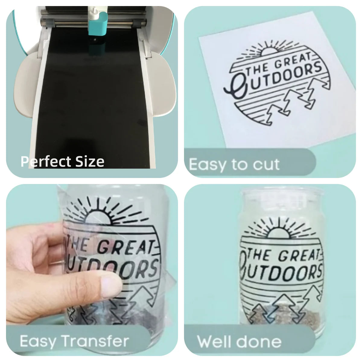 Vinil Permanente Inteligente para Alegria Cricut, Vinil Adesivo, Adesivos, Copos de Água, Cerâmica Dispensadora, 1 Rolo