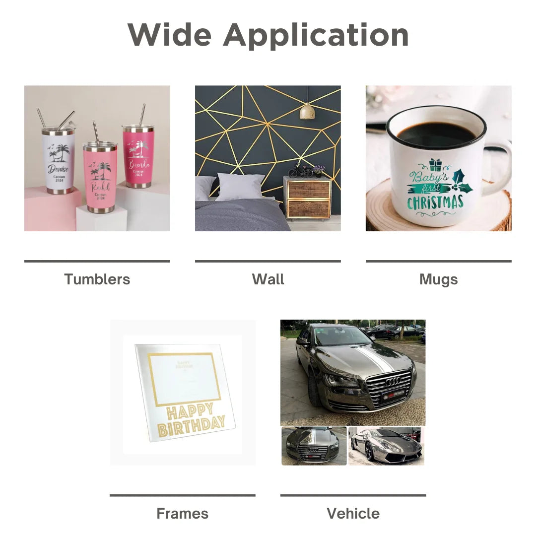 Permanent Adhesive Vinyl for Cricut Machine, Mirror Vinyl Sheets for Decoration, 12in x 12in 