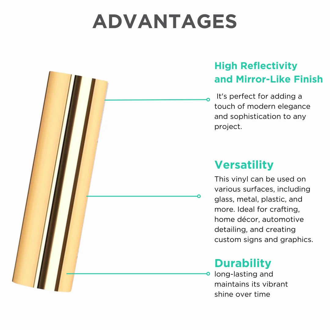 Permanent Adhesive Vinyl for Cricut Machine, Mirror Vinyl Sheets for Decoration, 12in x 12in 