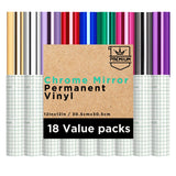 Permanent Adhesive Vinyl for Cricut Machine, Mirror Vinyl Sheets for Decoration, 12in x 12in 