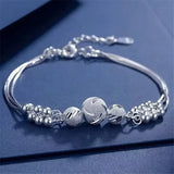 Vintage 925 Sterling Silver Bracelet for Women, Original Lucky Beads Ball, Adjustable Bracelets, Designer Jewelry, Luxury Gifts 