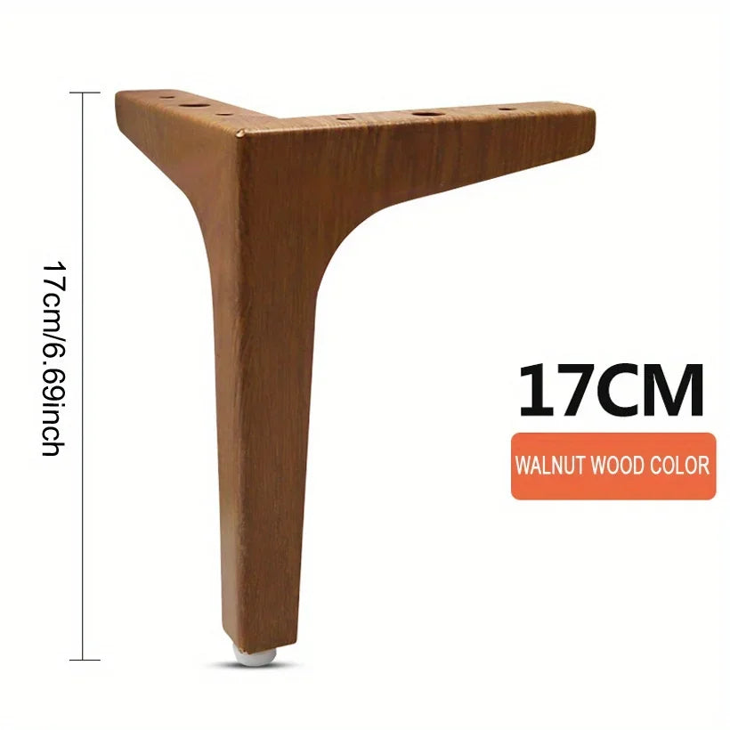 Walnut Finish Furniture Legs, Extended Design for Wood Cabinets and Sofas, 6.69" 