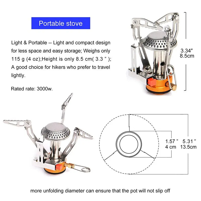 Widesea-Foldable Camping Gas Stove Heater, Tourist Burner, Outdoor Picnic, Cooking Equipment Supplies, Survival Furnace, 1 Pc 