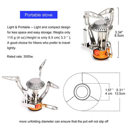 Widesea-Foldable Camping Gas Stove Heater, Tourist Burner, Outdoor Picnic, Cooking Equipment Supplies, Survival Furnace, 1 Pc 