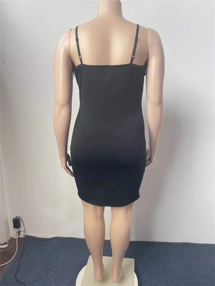 Wmstar - Vestido mini de plumas sin mangas para mujer, sexy, negro, elástico, talla grande, ropa de verano, venta al por mayor, envío directo 