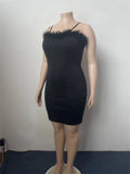 Wmstar - Vestido mini de plumas sin mangas para mujer, sexy, negro, elástico, talla grande, ropa de verano, venta al por mayor, envío directo 