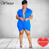 WMSTAR Vestidos sexis de talla grande para mujer, 4XL, 5XL, escote en V profundo, minivestido deportivo para club, ropa de verano, envío directo al por mayor 