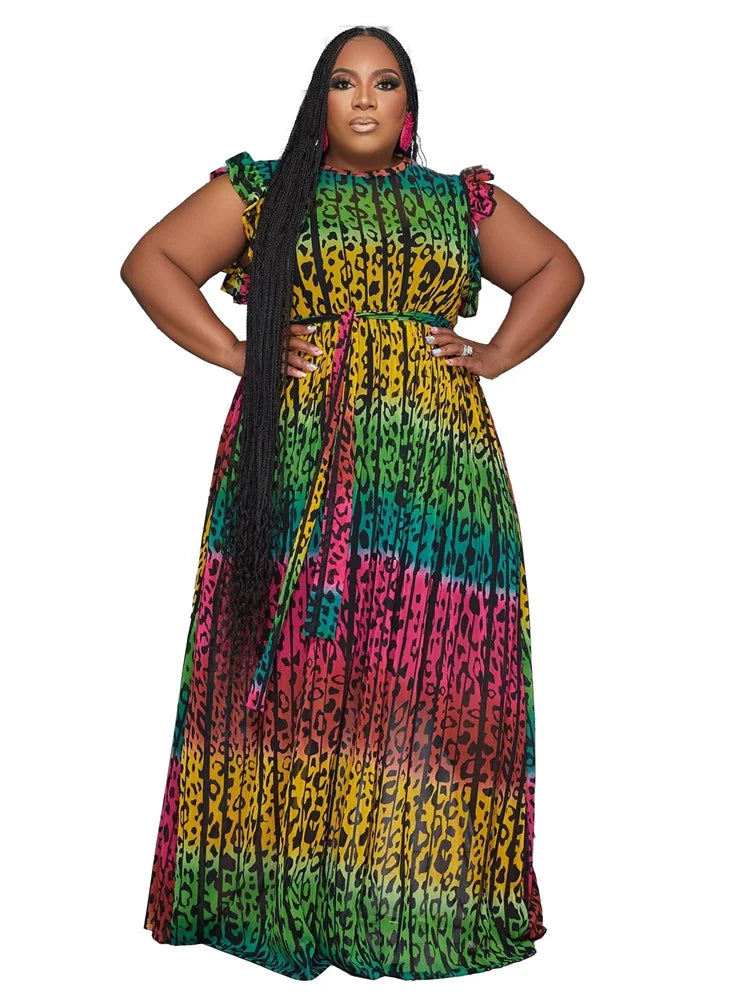 Wmstar Women Printed Sleeveless Loose Stretch Dress Plus Size Dresses Elegant Summer Holiday Wholesale Dropshipping 