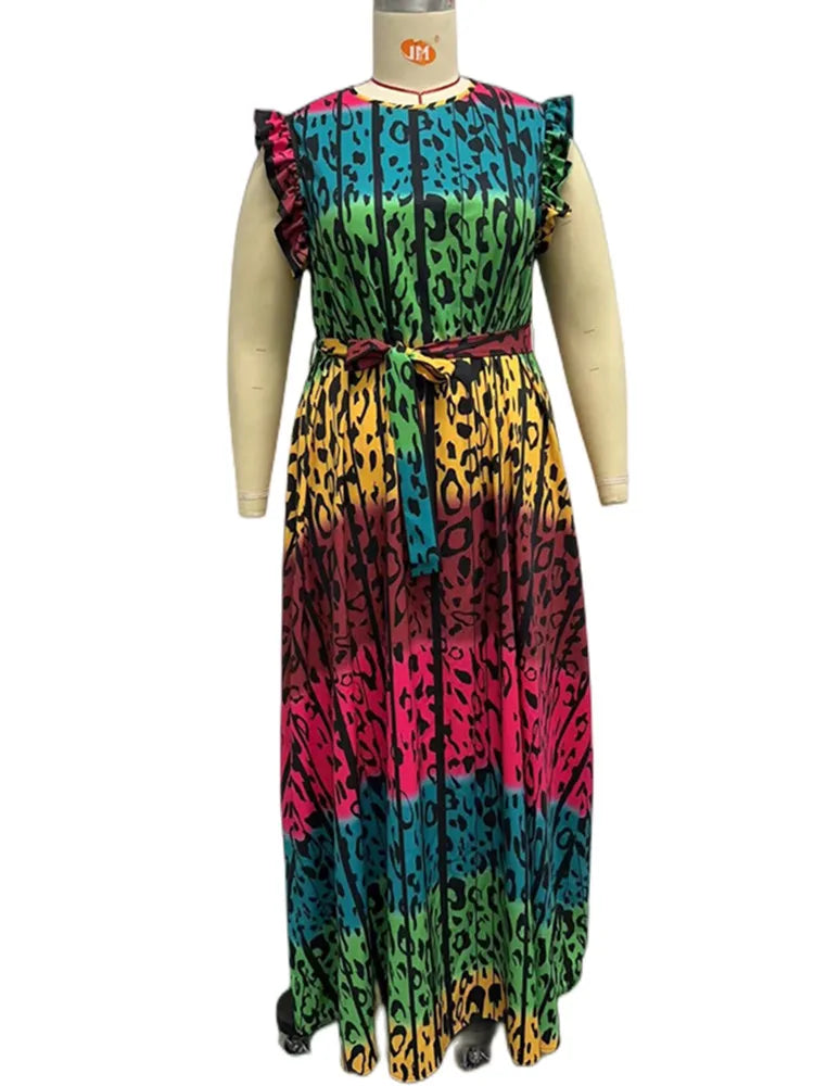 Wmstar Women Printed Sleeveless Loose Stretch Dress Plus Size Dresses Elegant Summer Holiday Wholesale Dropshipping 