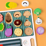 Juego de parrilla de madera para niños, experiencia de cocina Montessori, simulación de comida, juguetes de madera, regalo 