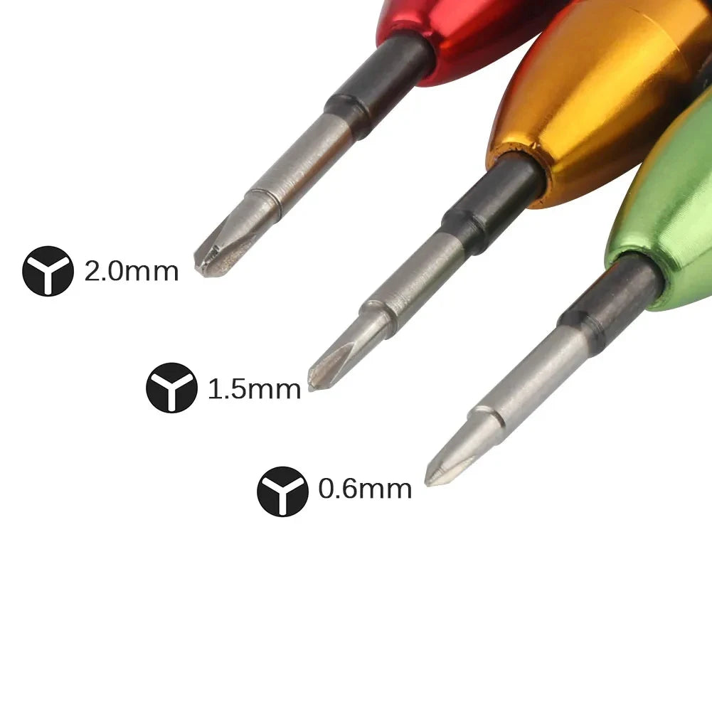 Destornillador de tres alas con punta en Y para Nintendo Switch, Joy-Con, iPhone 7, 8 Plus, Samsung Gear S3 y reparación de relojes inteligentes (0,6 mm, 1,5 mm y 2,0 mm) 