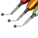 Destornillador de tres alas con punta en Y para Nintendo Switch, Joy-Con, iPhone 7, 8 Plus, Samsung Gear S3 y reparación de relojes inteligentes (0,6 mm, 1,5 mm y 2,0 mm) 