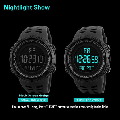 YIKAZE-Y01 Military Sports Wrist Watch Men Multifunctional Digital Watches Waterproof Watch Student Electronic Watch Male Wristwatch 