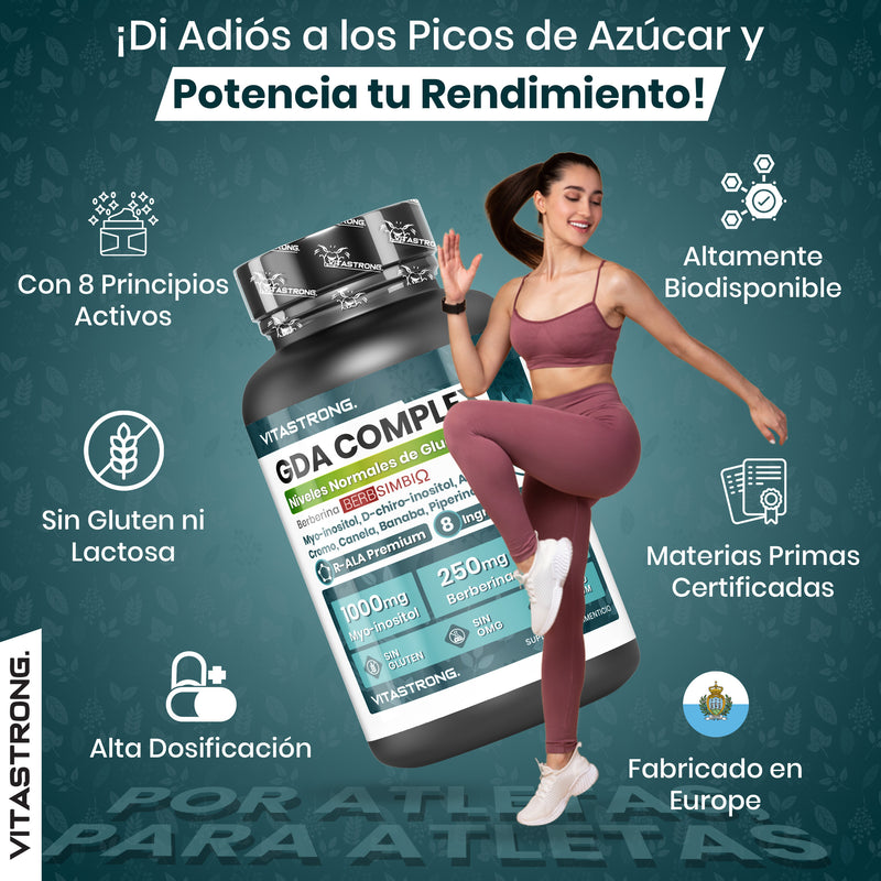 GDA Vitastrong Vegan Supplement, Berberine Lipid Complex with BerbSIMΒΙΩ 250mg, Myo-Inositol 1000mg, Alpha Lipoic Acid, Plant Extracts, Chromium for Normal Blood Glucose Levels, GMO-Free