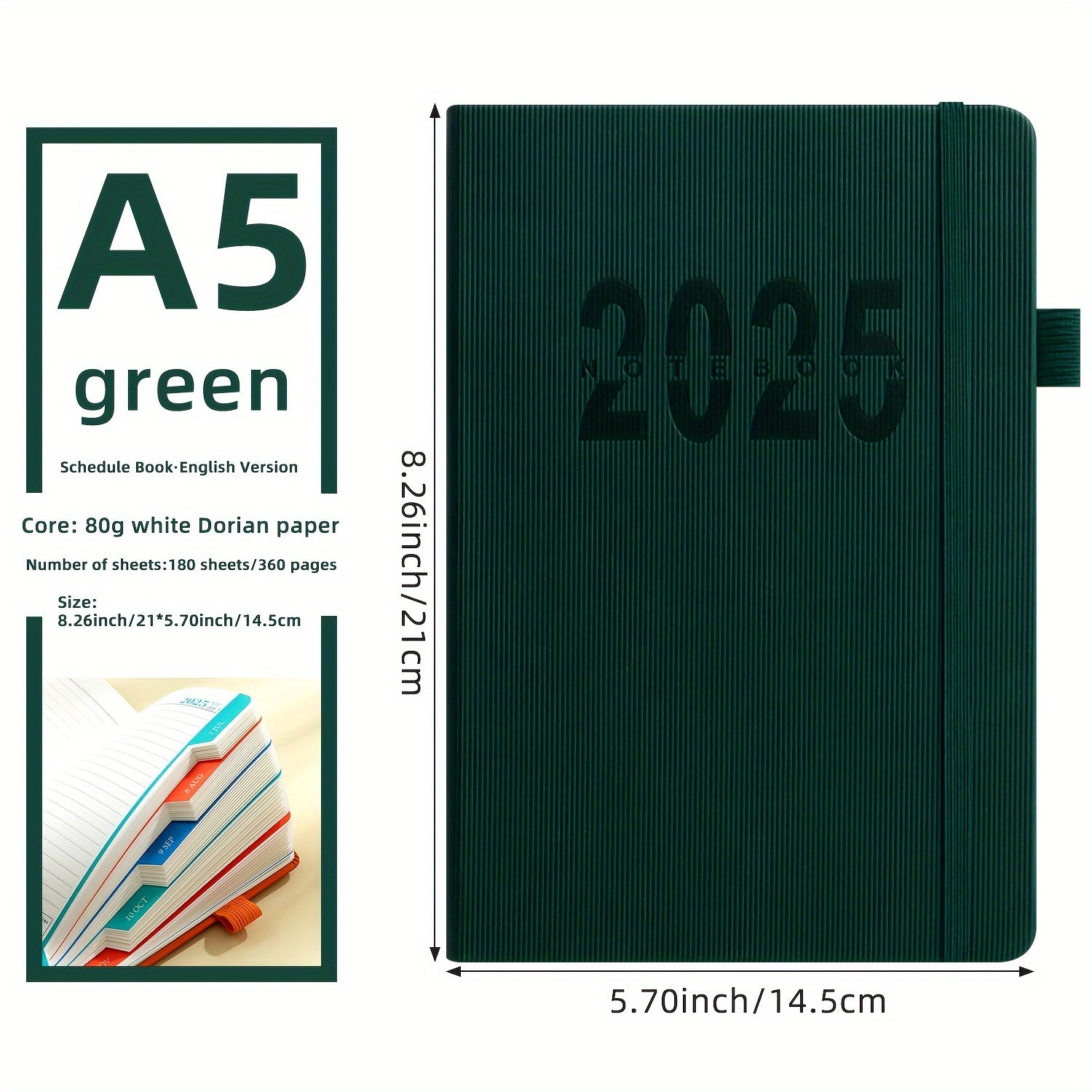 Cuaderno planificador diario QS 2025: organizador de gestión del tiempo de 365 días con resúmenes semanales y mensuales, y recordatorios de autodisciplina para una planificación de vida eficiente.