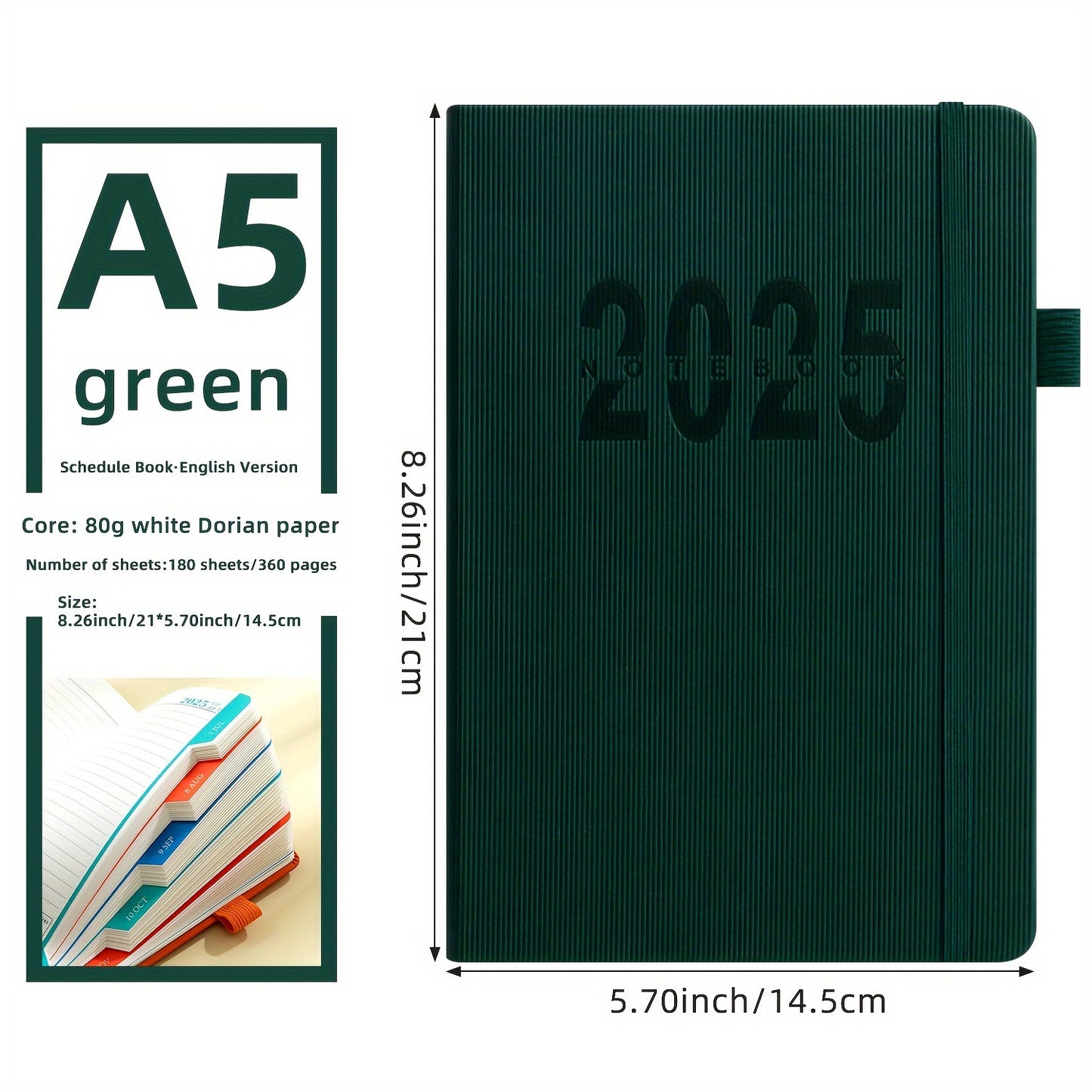 2025 QS Daily Planner Notebook - 365-Day Time Management Organizer with Weekly & Monthly Summaries, Self-Discipline Check-Ins for Efficient Life Planning