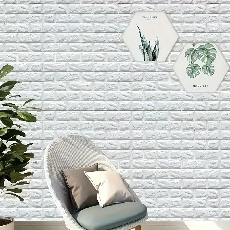 30pcs 3D Brick Wall Stickers, DIY Square Wall Decals, Easy Peel Stick Cleanable Cuttable, For Kitchen Living Room Bathroom Hallway, Plastic Ceiling Tiles Stickers, To Avoid Overall Damage During Transportation, Please Do Not