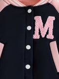 Conjuntos casuales bonitos, conjunto de abrigo y pantalón de béisbol con estampado de letras para niñas pequeñas, ropa de exterior para primavera y otoño.