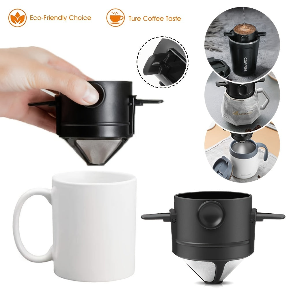 1pc Double Layer 304 Stainless Steel Coffee Filter Cup - Foldable and Portable for Hand-Pour Coffee - Little Angel Design
