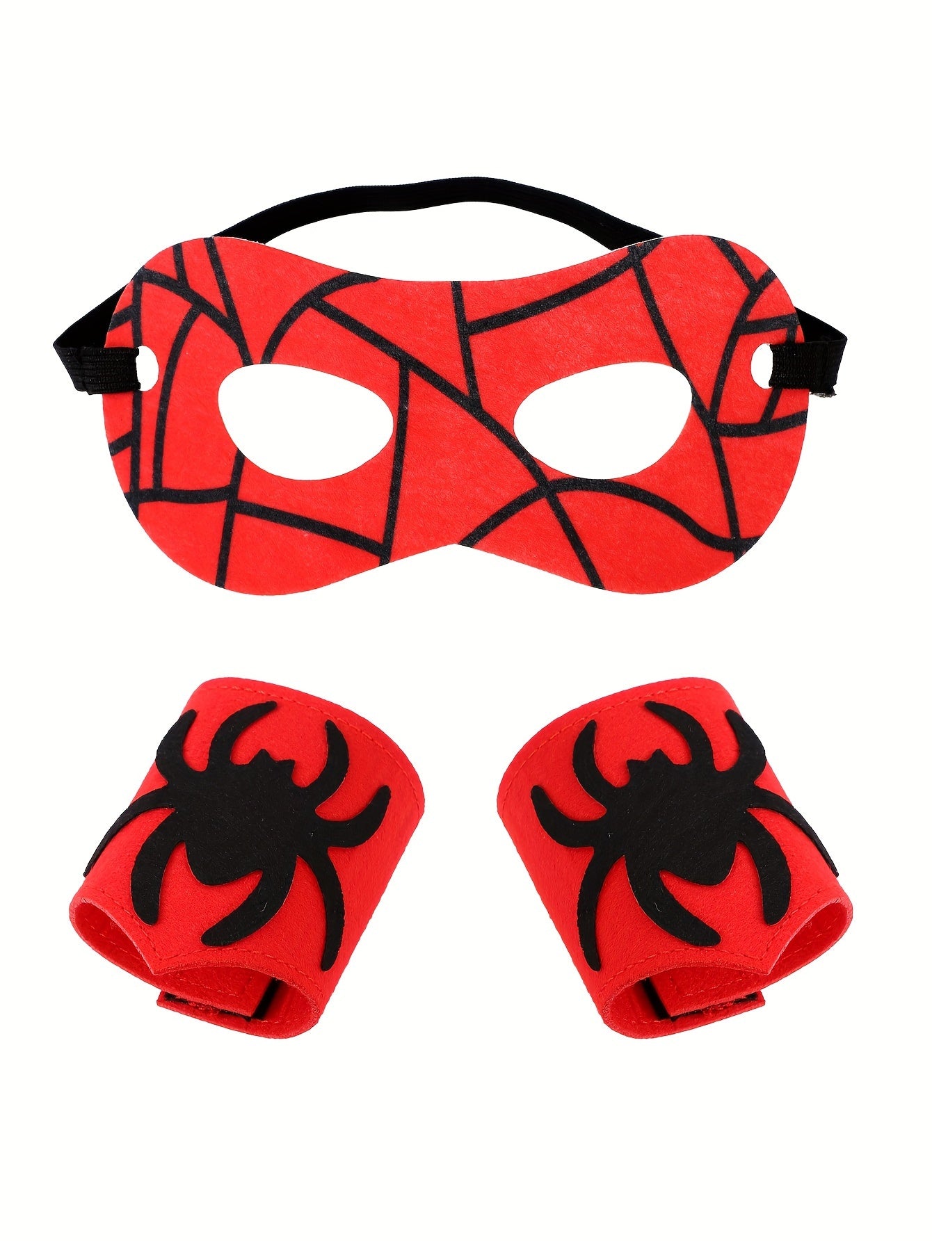 Capa de telaraña para niño con máscara de Halloween y muñequeras, conjunto de disfraz de héroe vibrante, ideal para los amantes de las fiestas, estilo festivo.