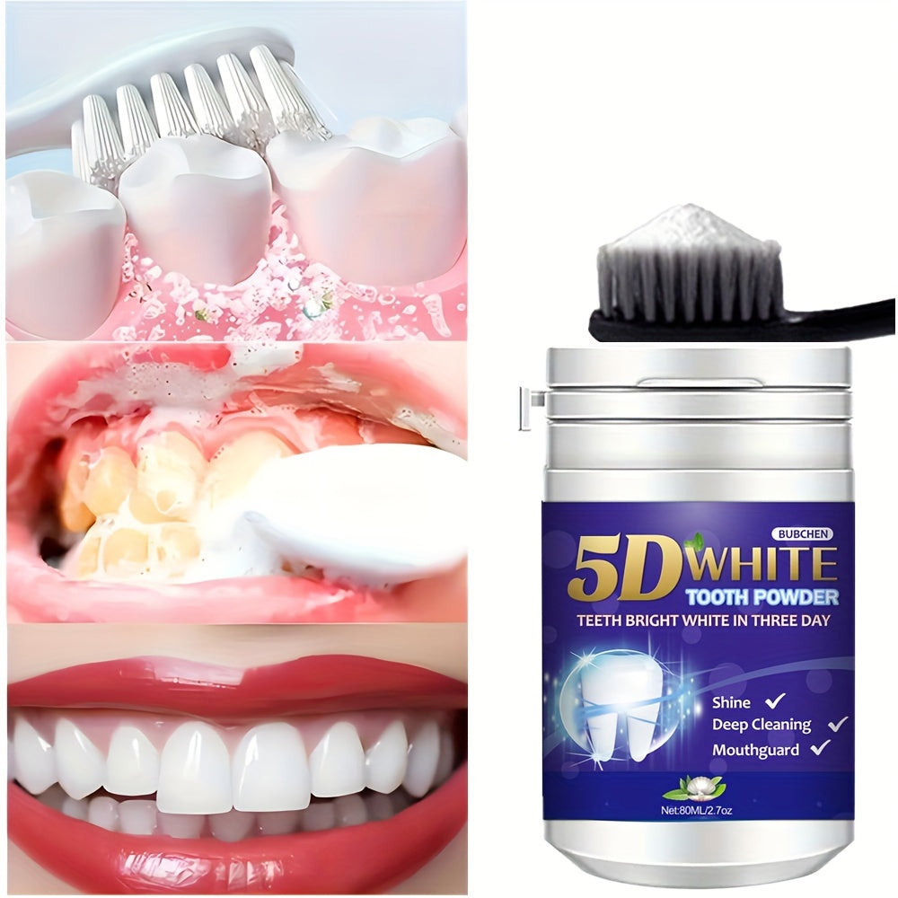 Polvo blanqueador de dientes, polvo limpiador dental, sabor a menta fresca, brillo eficaz y limpieza profunda.
