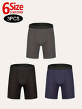 3pcs Men's Modal Long Boxer Briefs - Stretchy, Breathable &amp; Comfort Fit Underwear, Machine Washable