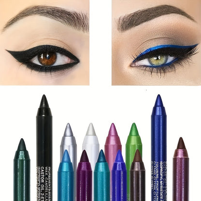 14-Color Colourful Eyeliner Pen, High Pigmented Pearly Glitter Shimmer Metallic Finish, Smokey Punk Gothic Style Eyeliner, Long Lasting Waterproof Eyeliner Stick For Music Festival