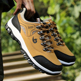 Botas de senderismo con cordones para hombre, resistentes y de talla grande, cómodas y antideslizantes, con suela suave para actividades al aire libre.